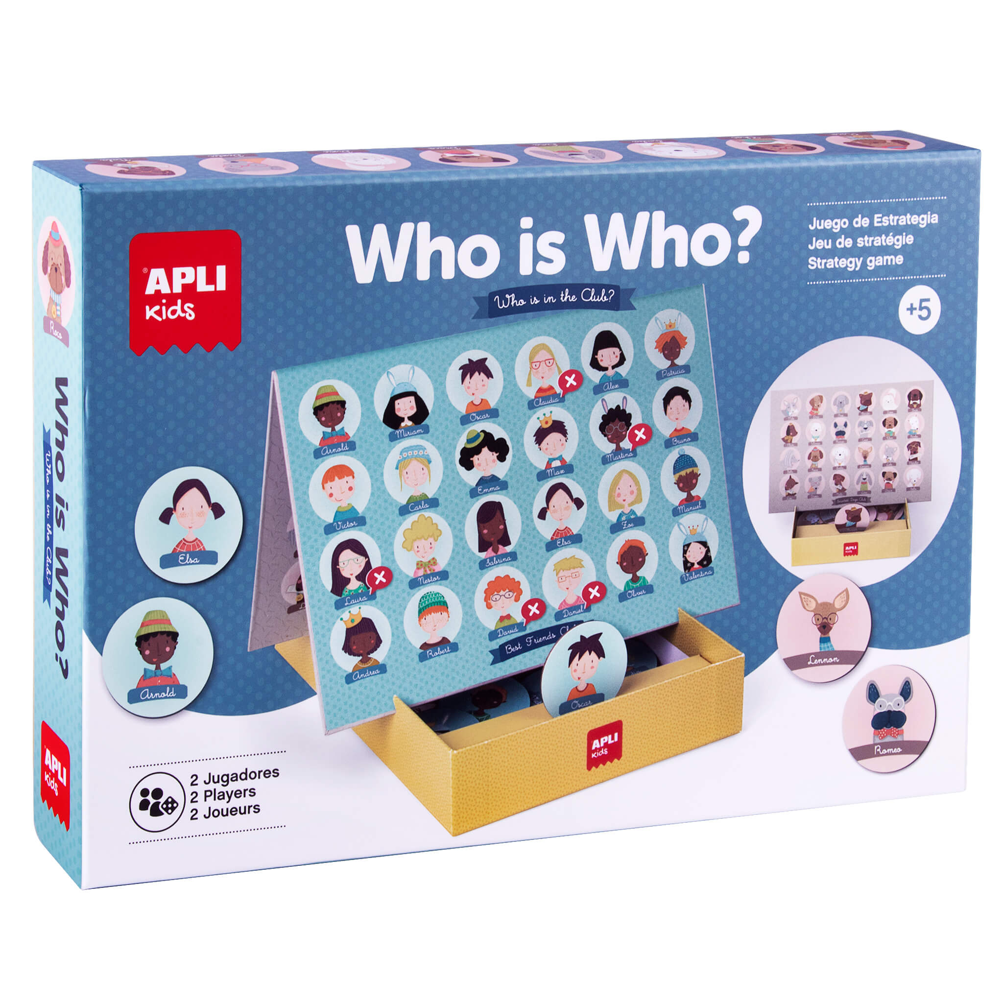 Game Who is Who - Board of 28 x 36 cm, 48 pieces of Ø 60 mm