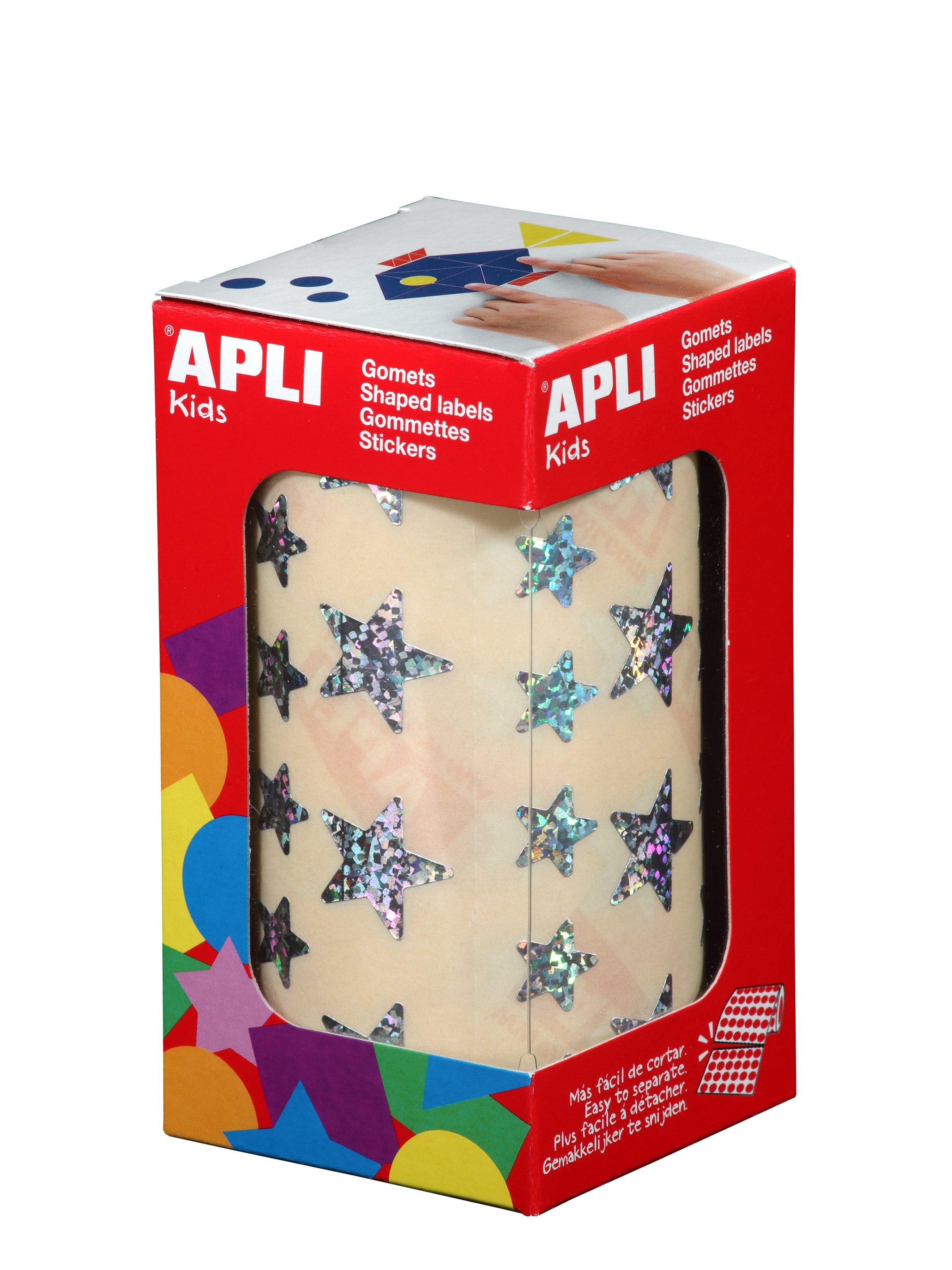 APLI Kids 12046-Rollo gomets estrellas 19,5 mm holográficos 