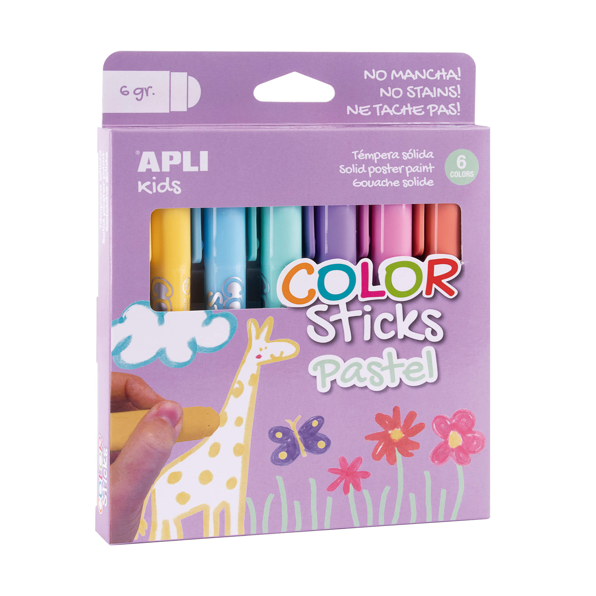 Apli kids 14227 Colouring Sticks 10g Assorted Pack of 6