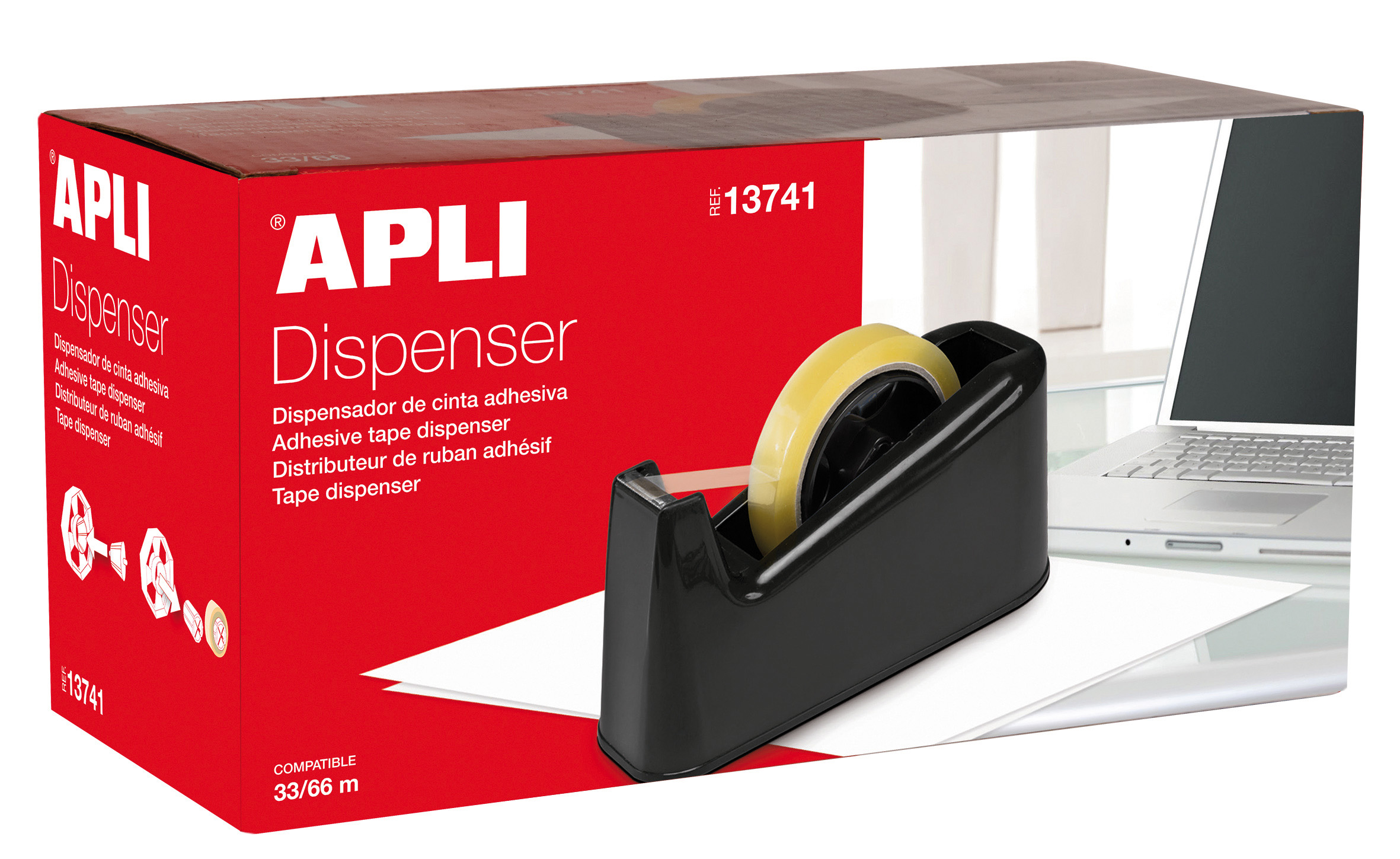 Raylu Paper® - Dispensador de cinta adhesiva para escritorio y oficina,  Dispensador de Celo con Peso y Base antideslizante, Porta Celo para rollos  de 33m (Negro) : : Oficina y papelería